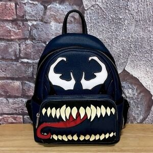 Loungefly Black Backpack with Red and White Design